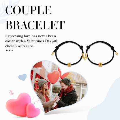 Bracelet Initiale Magnétique 2 Lettres Personnalisées pour Couple｜Jessemade