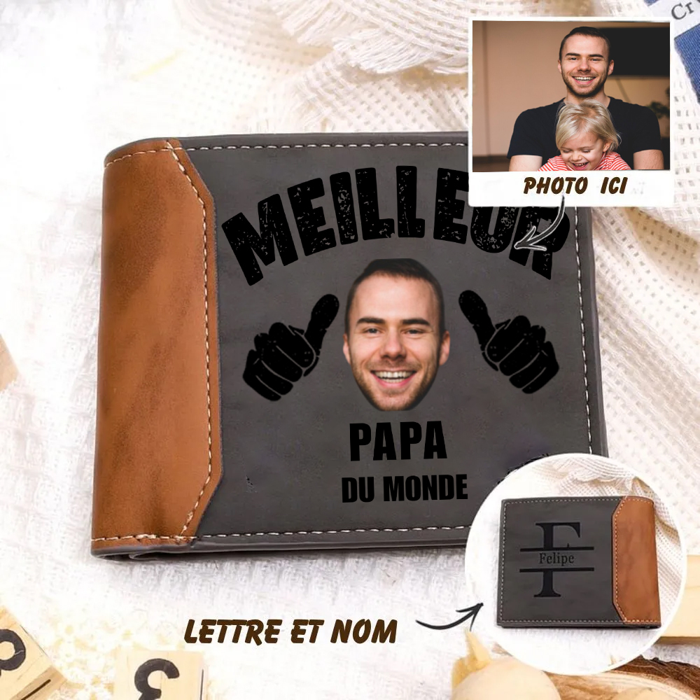 À mon papi Portefeuille Classique 1 Prénom Personnalisé avec Photo Por