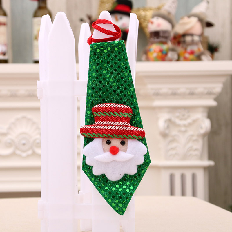 Cravate de Noël Rouge et Verte avec Rennes et Père Noël Cadeau pour en