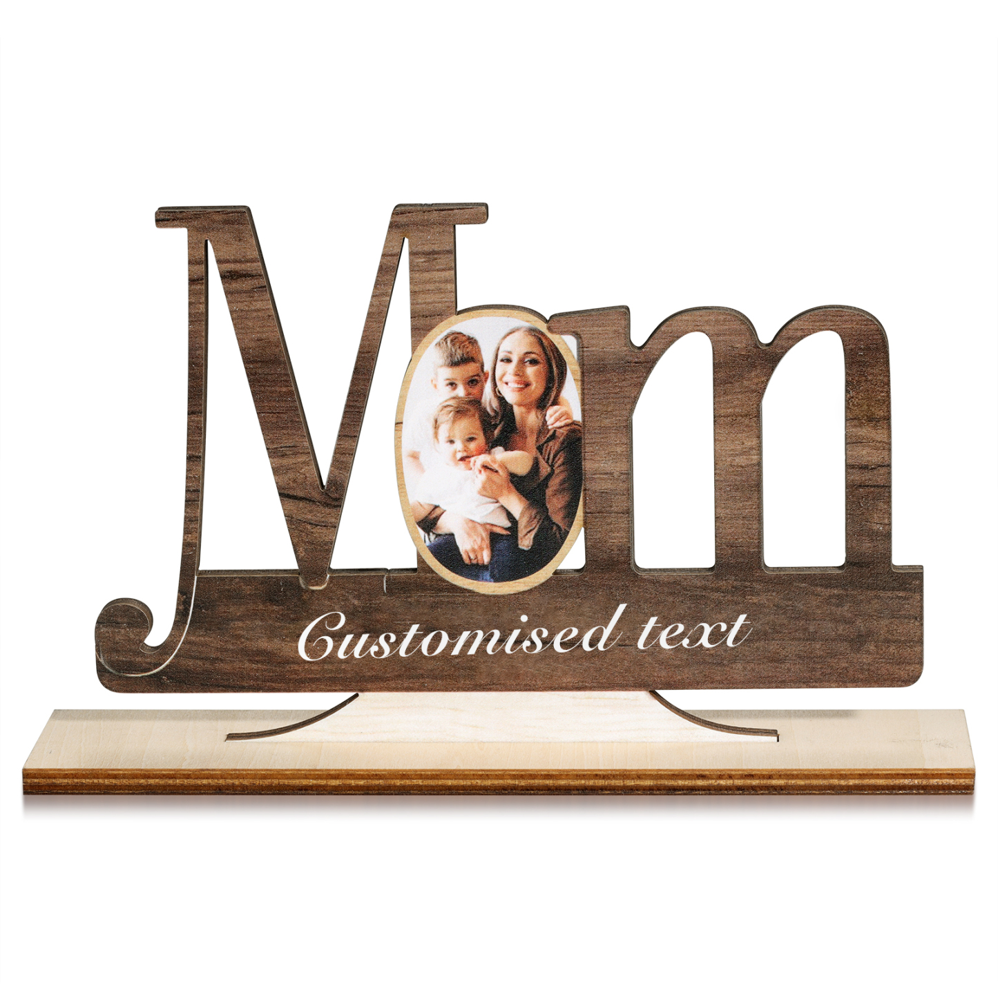 Décoration en bois 1 Texte et 1 Photo Personnalisés Ornement pour Maman