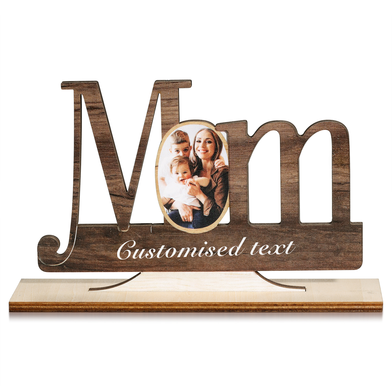 Décoration en bois 1 Texte et 1 Photo Personnalisés Ornement pour Maman