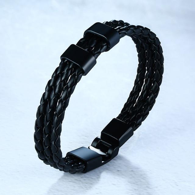 Bracelet Cuir tressé 5 Perles Prénom Personnalisé Bracelet Homme