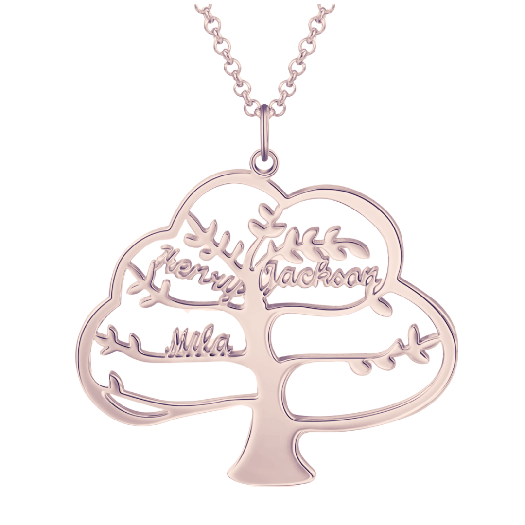 Collier Arbre de vie Arbre généalogique 4 prenoms personnalisés