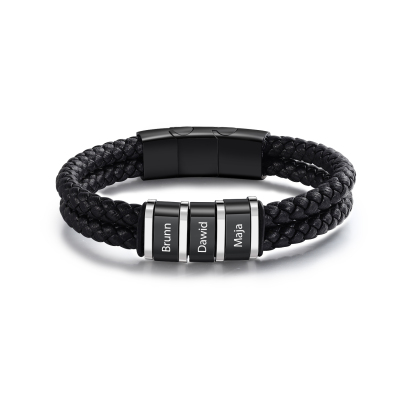 Bracelet Personnalisé en Cuir et Acier Inoxydable – Cadeau Unique pour Homme | Jessemade