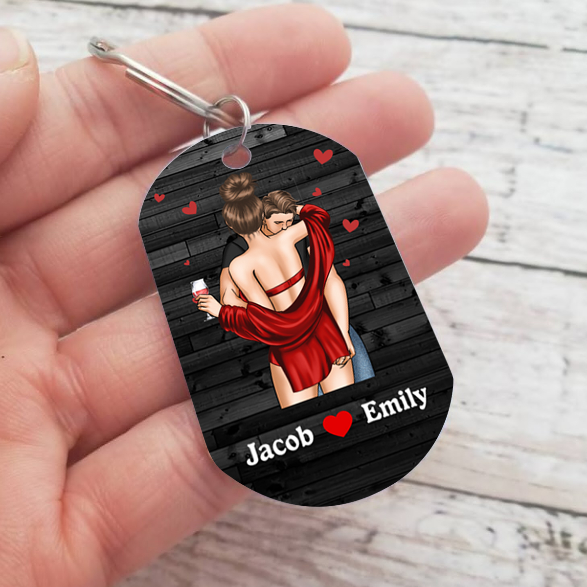 Porte-Clés 2 Prénoms Personnalisés pour Couple