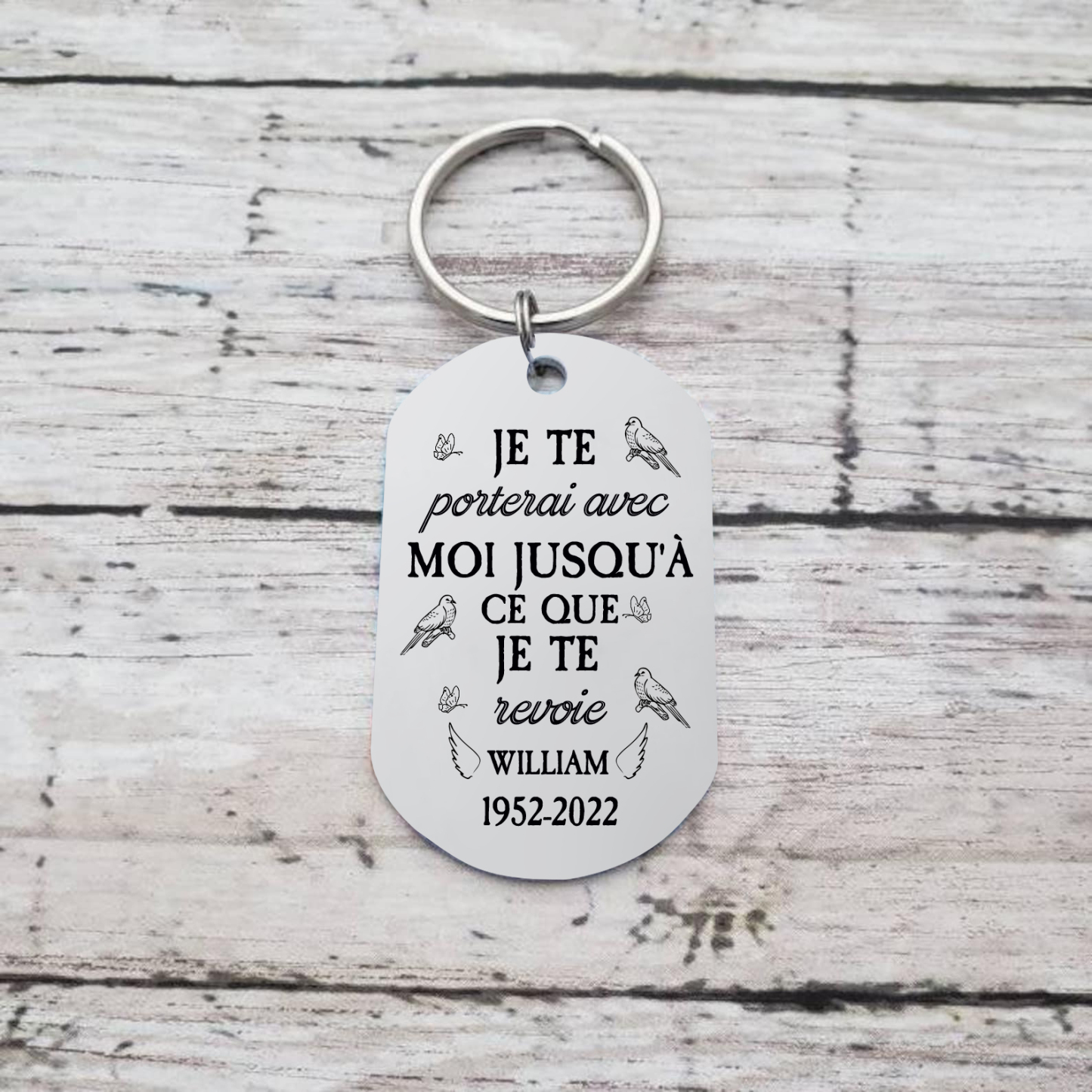 Porte-Clés Commémoratif Photo avec Prénom et Année Personnalisés