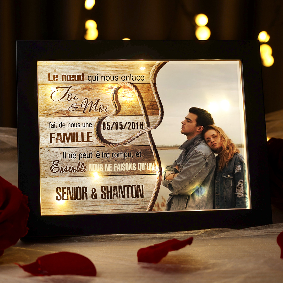 Cadre Photo Personnalisé Avec Veilleuse - Acrylique, Texte Et Photo - Cadeau Anniversaire, Couple - 14