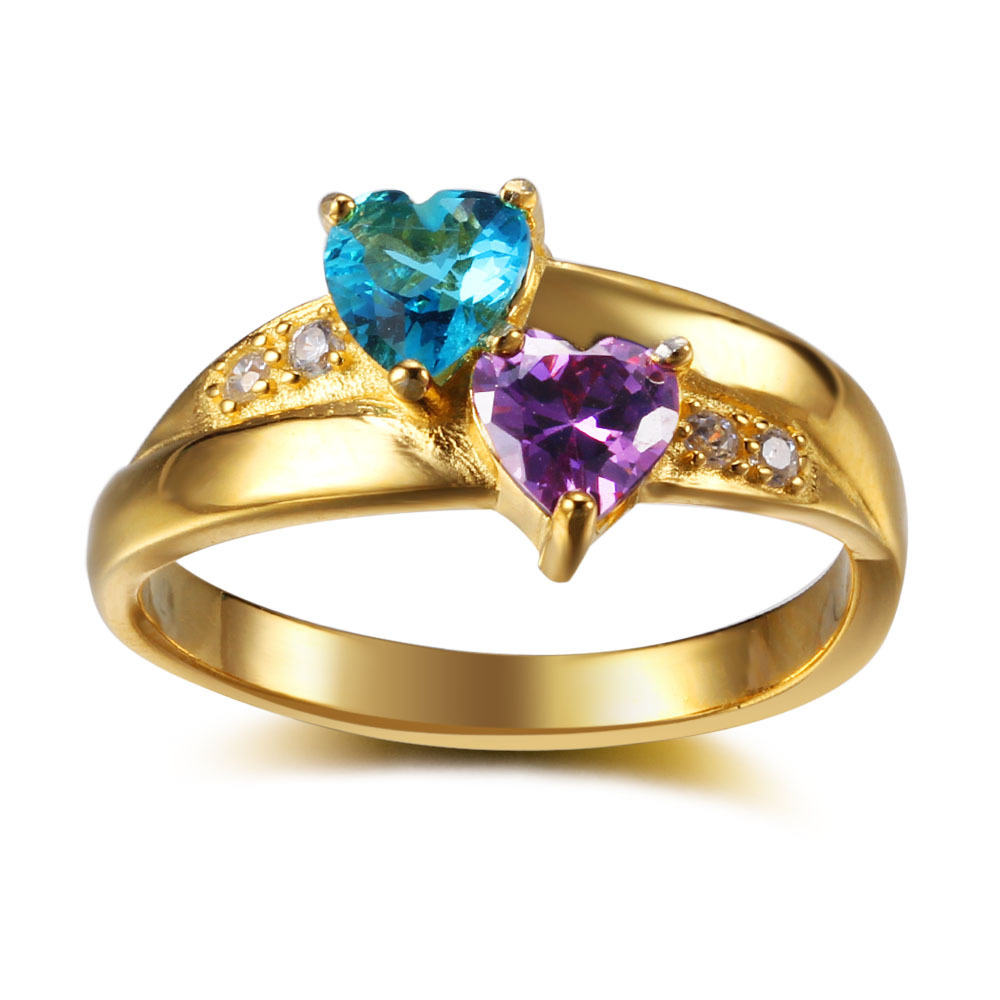 Bague 2 Prénom Personnalisé avec Pierre de Naissance