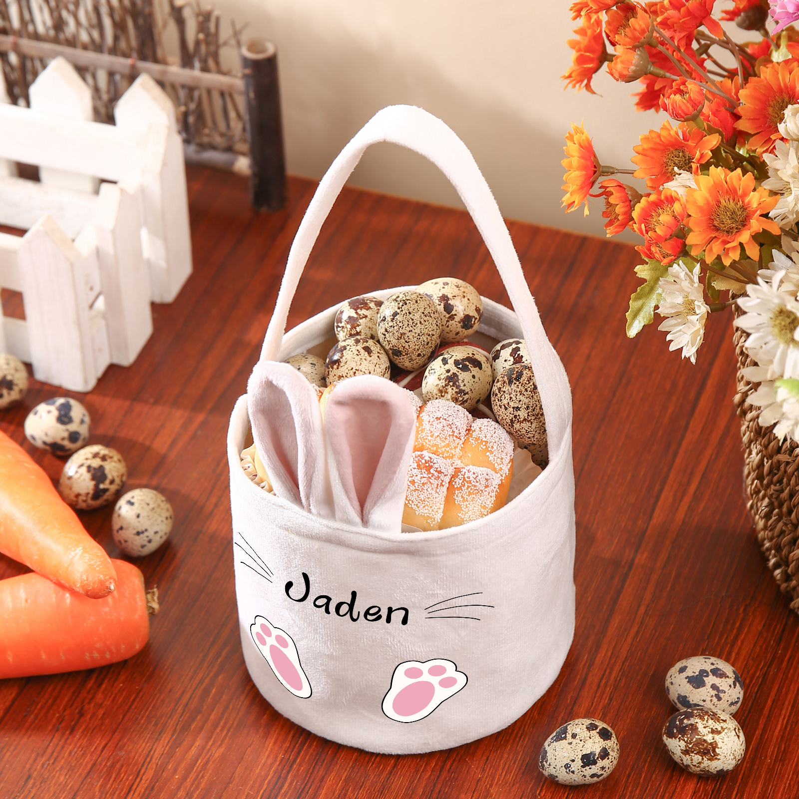 Sac de Pâques Lapin 1 Prénom Personnalisés Tote Bag Enfant