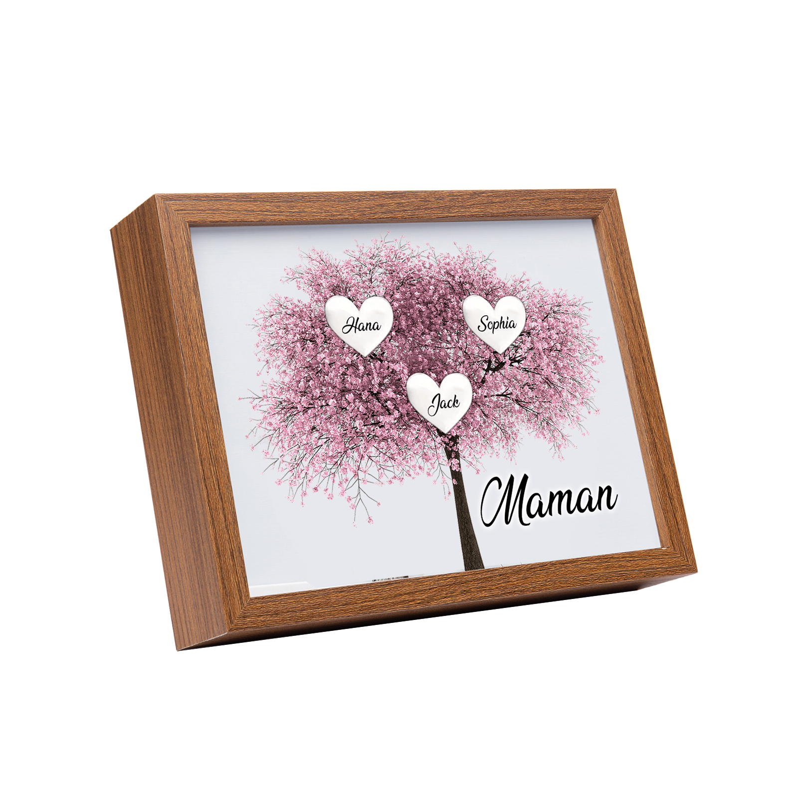 Cadre Photo LED Arbre de Vie 3 Prénoms et 1 Texte Personnalisé Décoration Famille