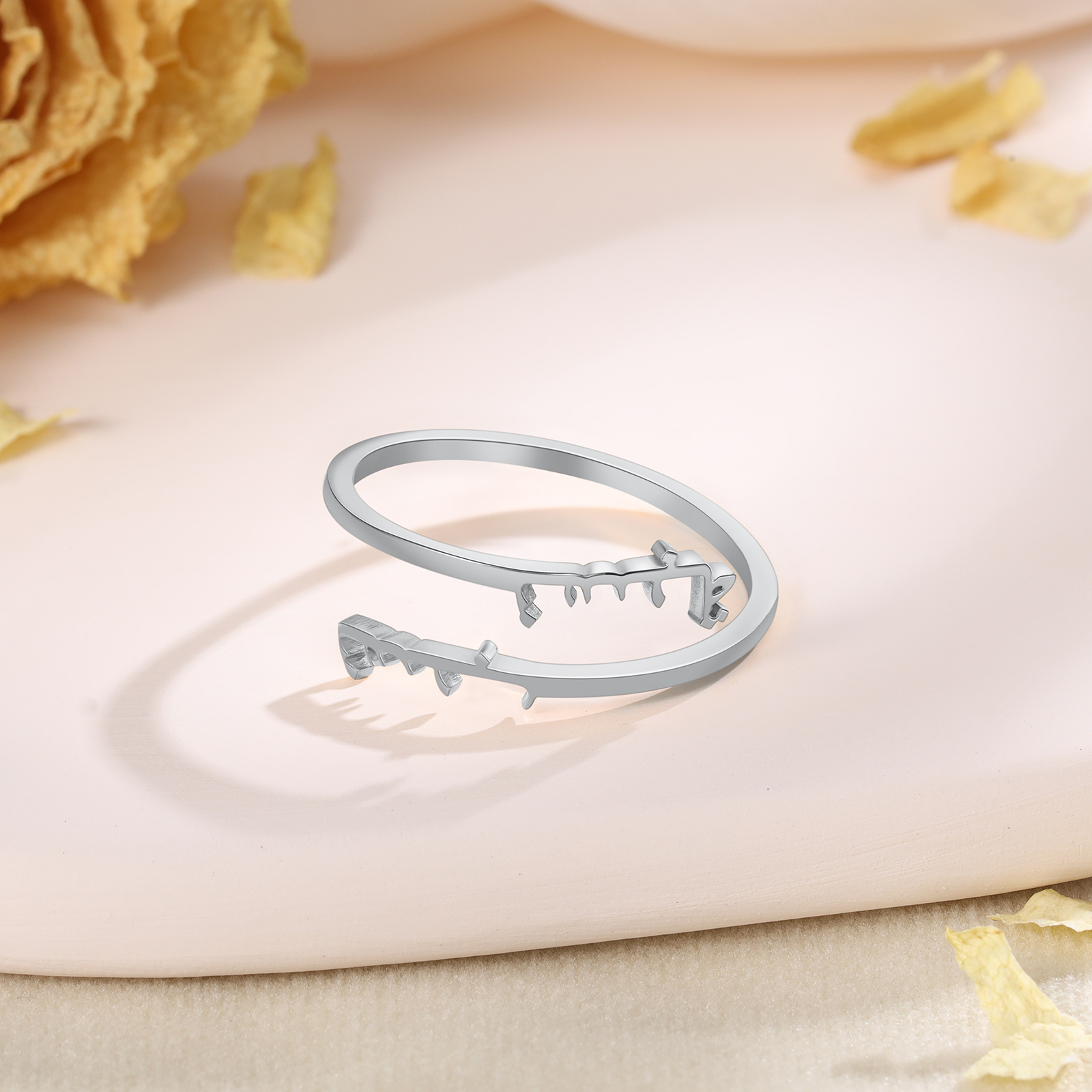 Bague Réglable arabe 2 Prénoms Personnalisés