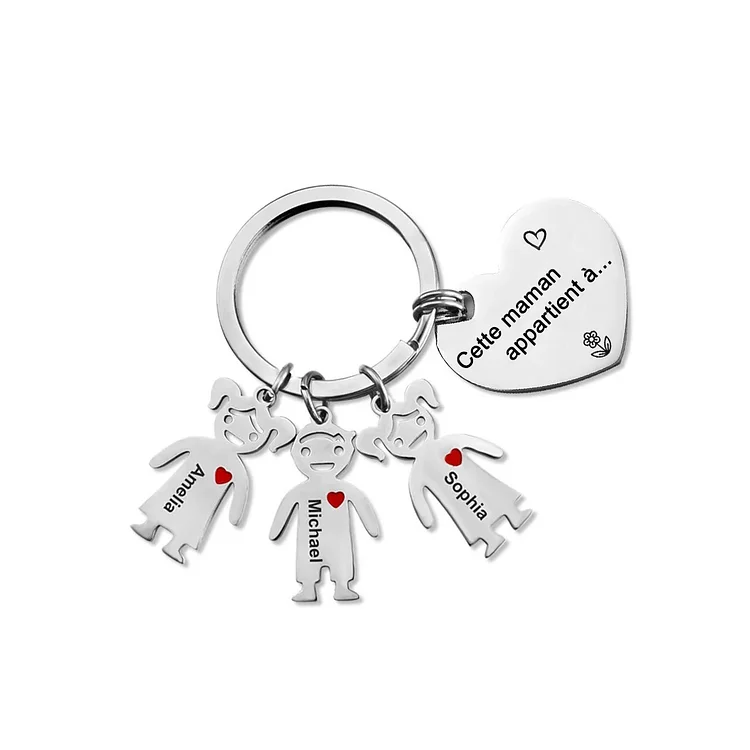À mon Papa - Porte-Clés 3 Prénoms Personnalisé Avec Breloques 3 Enfants