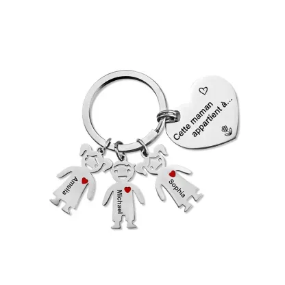 À mon Papa - Porte-Clés 3 Prénoms Personnalisé Avec Breloques 3 Enfants