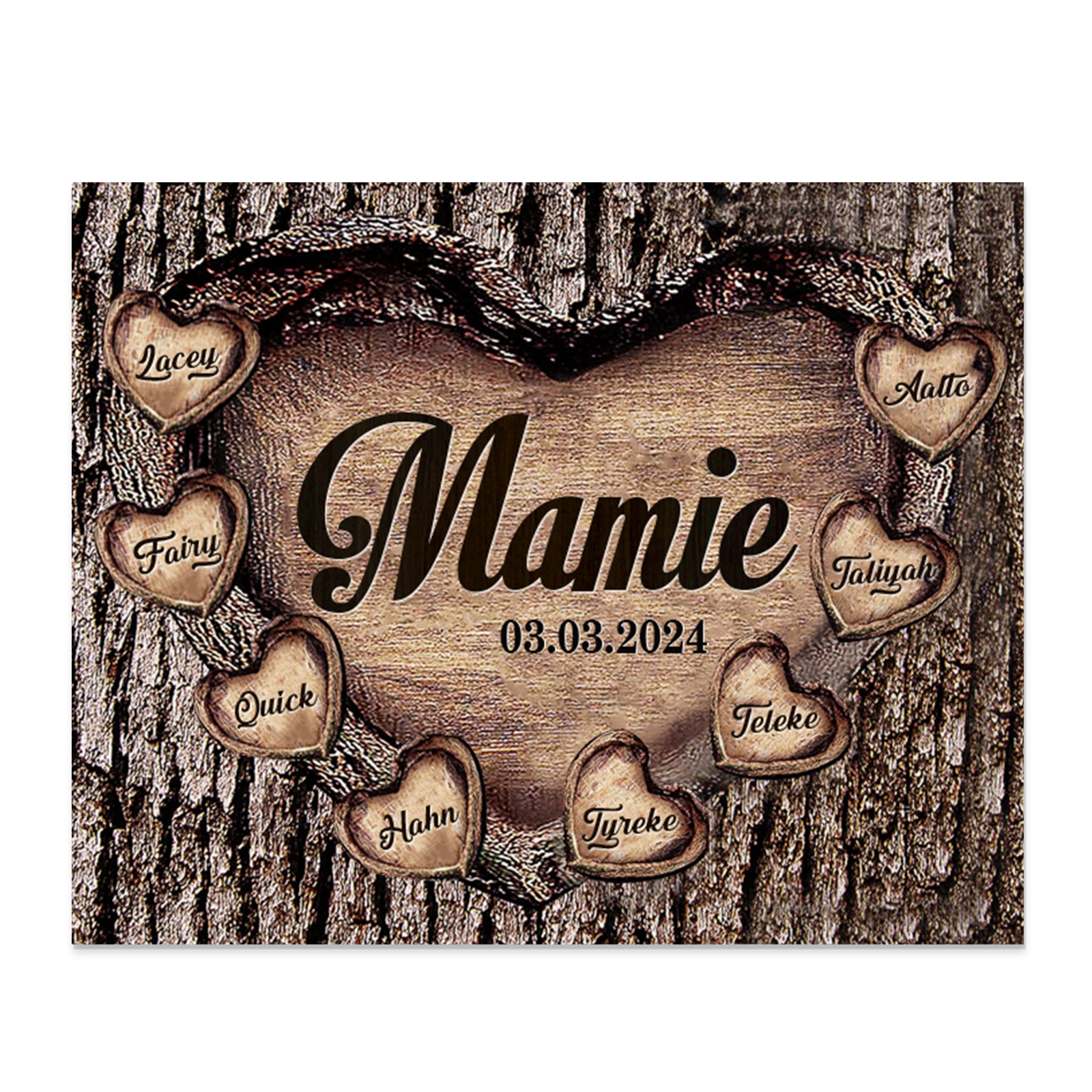 À ma Papi/Mamie - Cadre en Bois 8 Prénoms Personnalisés avec Texte et Date Cadeau pour Famille