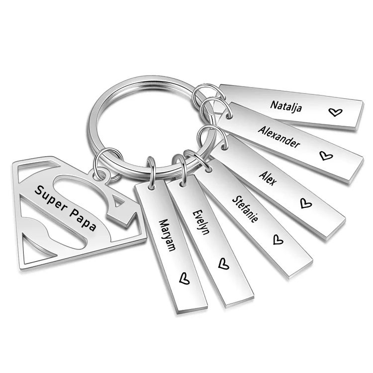 À mon Papa - Porte-Clés 6 Prénoms Personnalisé avec Texte