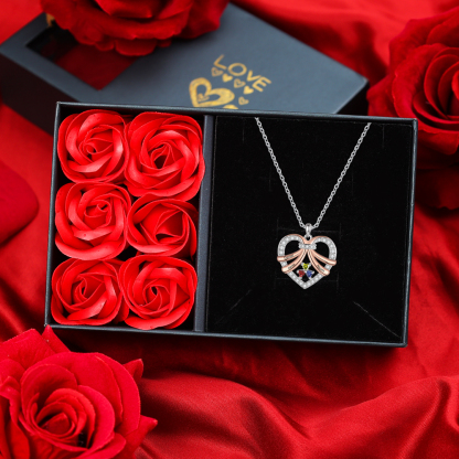 Collier cœur personnalisé avec noms gravés et pierres de naissance unique | Jessemade