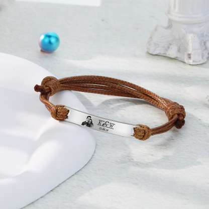 Bracelet Initiale 2 Lettres Personnalisées avec Photo et Date pour Couple｜Jessemade