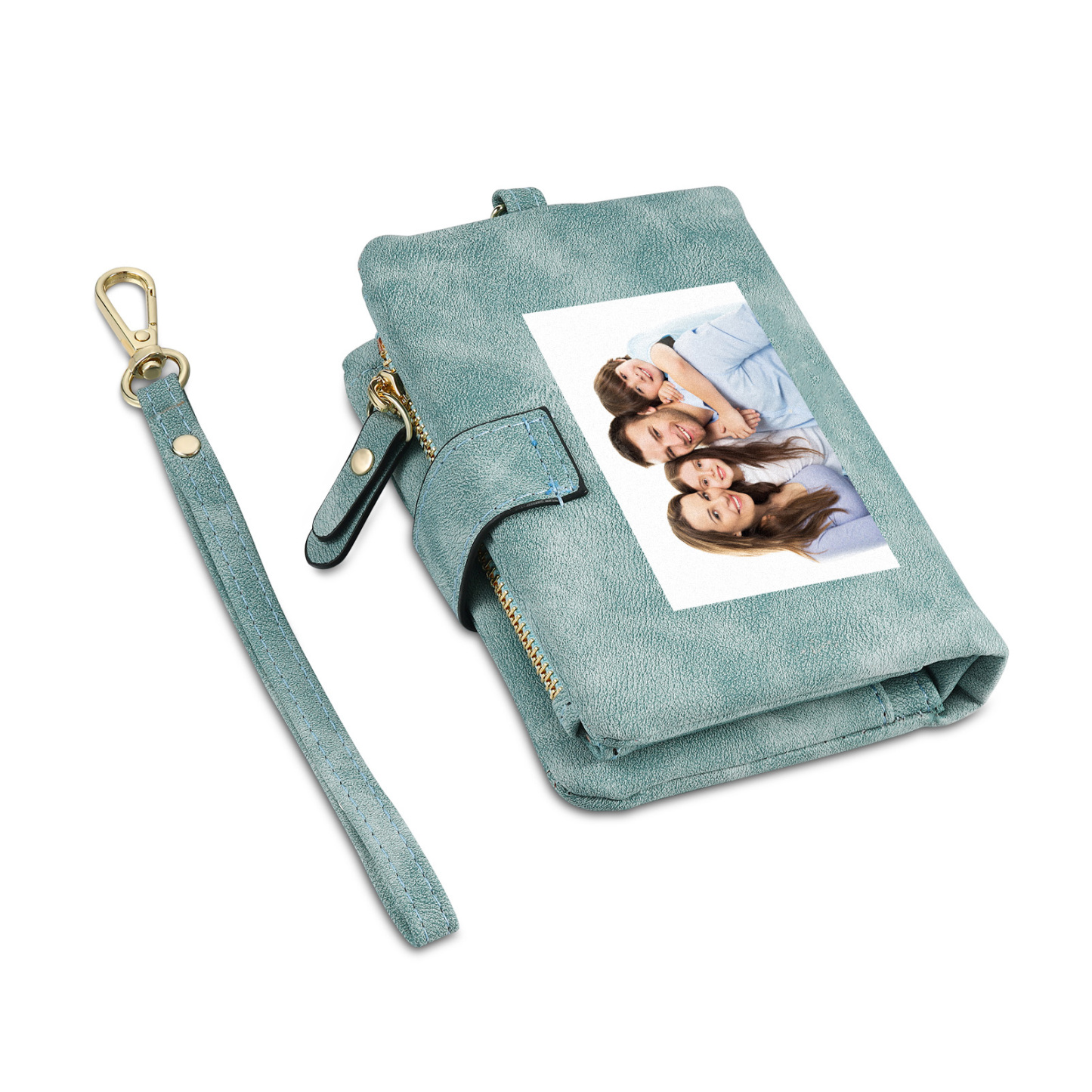 Portefeuille Femmes 1 Prénom et Photo Personnalisés avec Texte Porte-Monnaie Carte pour Famille