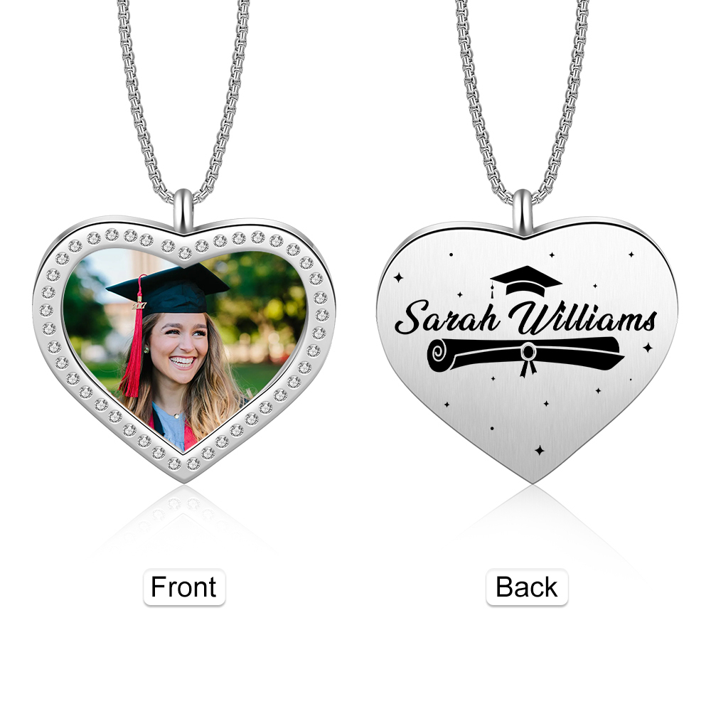 Collier Diplômé Prénom et Photo Personnalisés Cadeau de Graduation