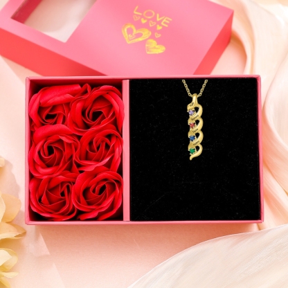 Collier ADN Personnalisé avec 1 à 10 Prénoms et Pierres de Naissance – Cadeau pour la Famille et les Proches