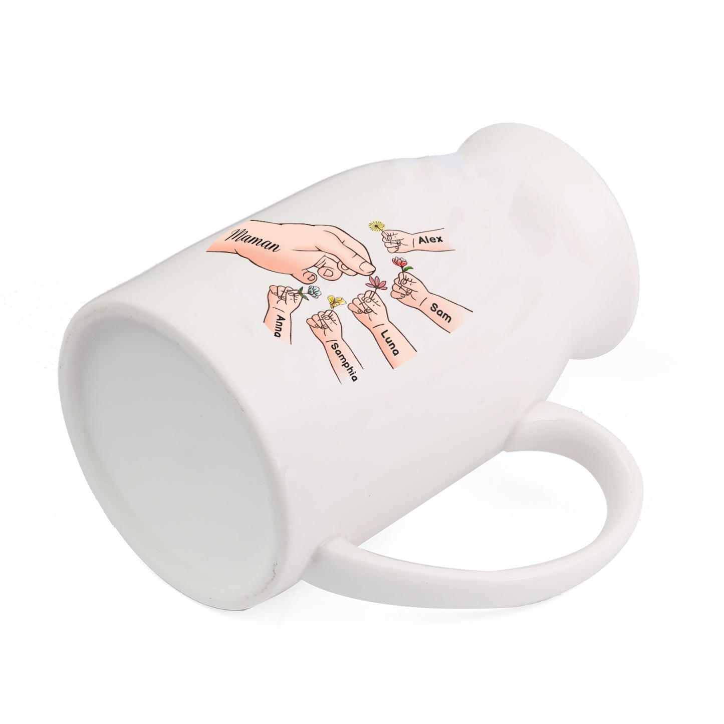 Vase à Fleurs Mains et Enfants 6 Prénoms Personnalisés Décoration de la Maison