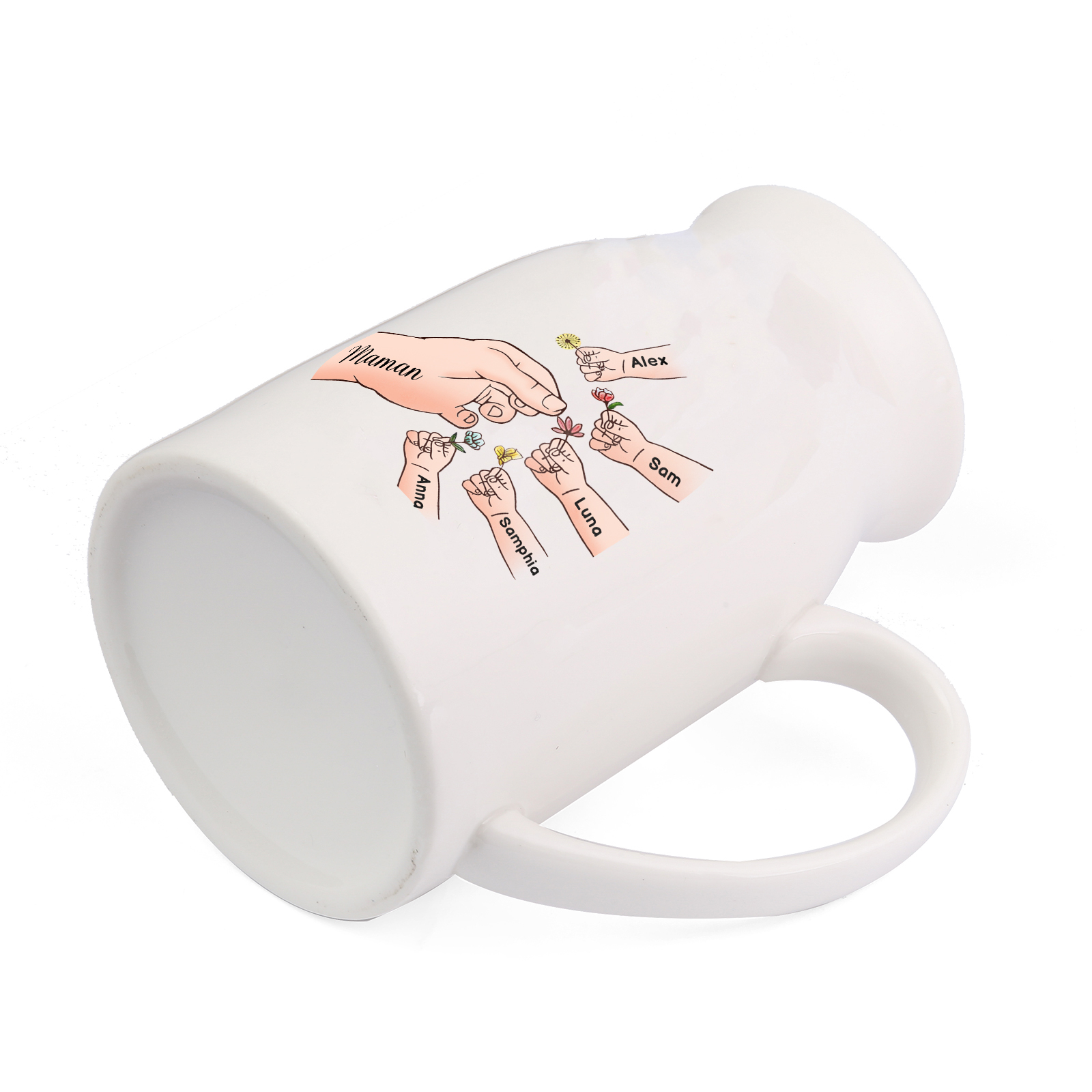 Vase à Fleurs Mains et Enfants 6 Prénoms Personnalisés Décoration de la Maison