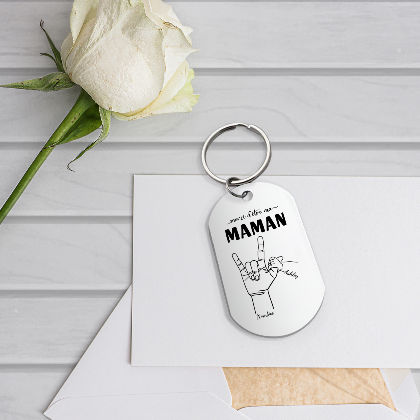 À Ma Maman - Porte-Clés la Main dans la Main 2-6 Prénoms Personnalisés