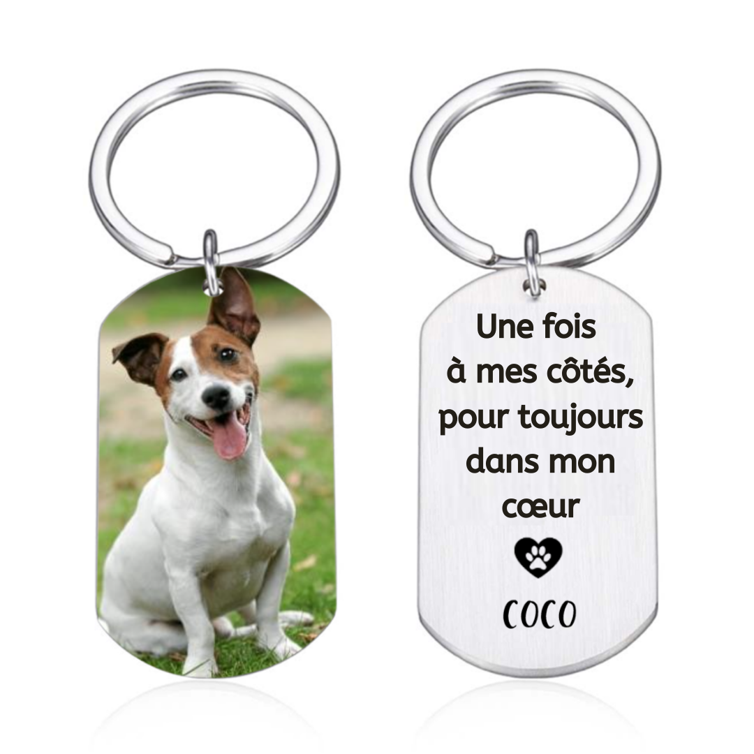 Jessemade FR Porte-Clés Griffe d'animal familier Photo Personnalisé avec Prénom