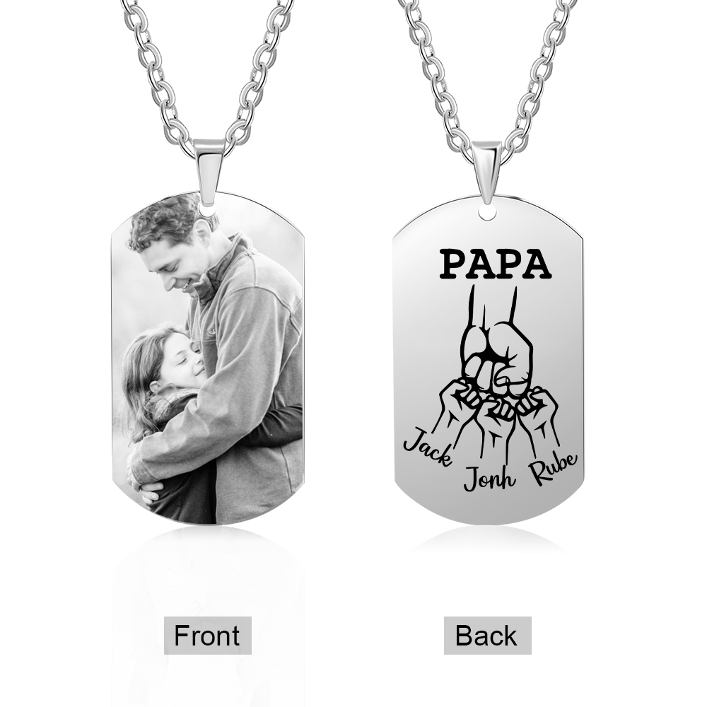 À mon Papa - Collier Personnalisé avec 3 Prénoms et 1 Photo｜Jessemade