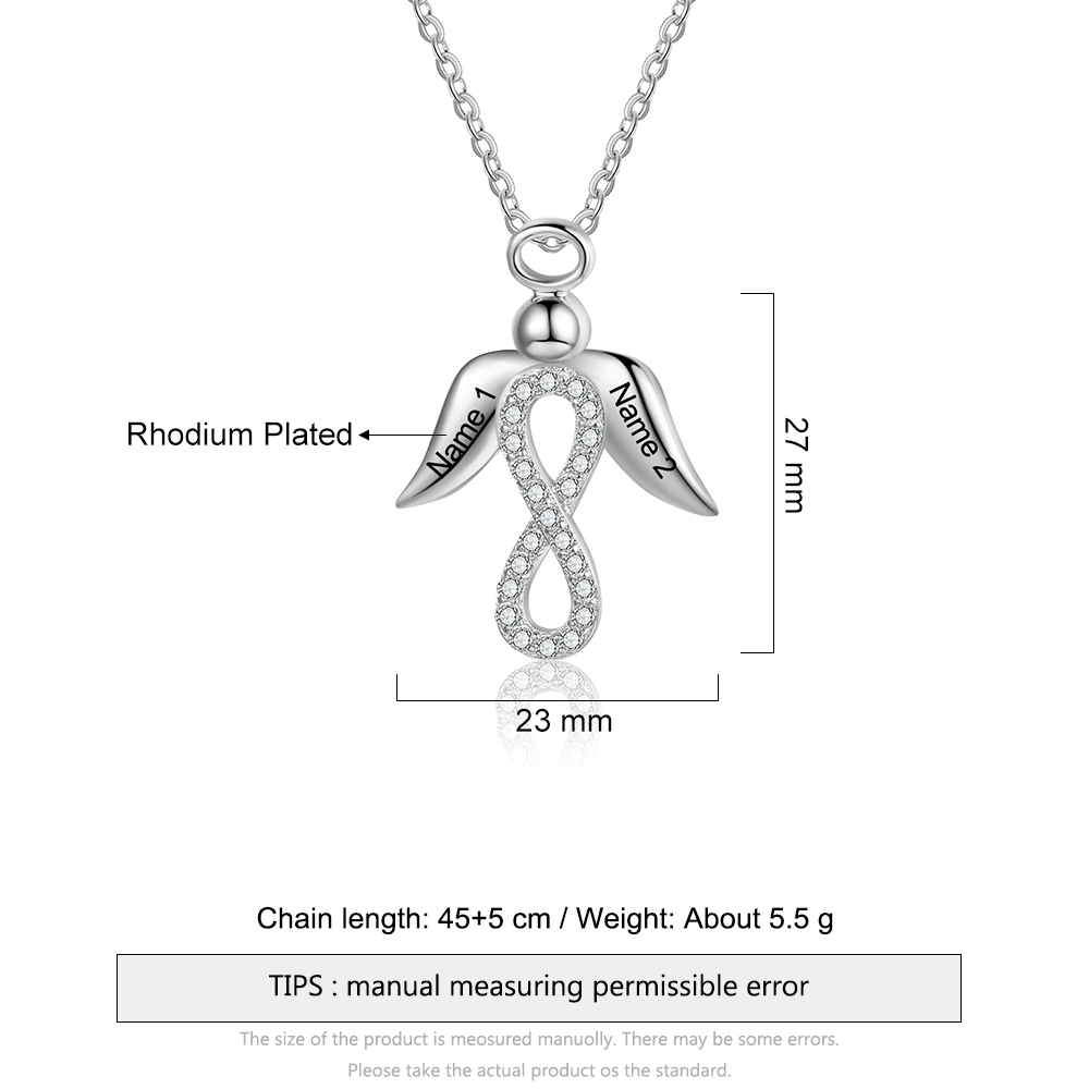 A ma meilleure amie - Collier aile avec Infini 2 Prénom Personnalisé