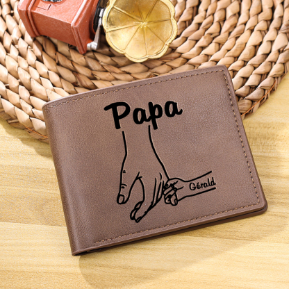 À mon Papa-Portefeuille La Main Dans La Main 1 Prénom Personnalisé Classique Homme Porte-Monnaie Carte | Cadeau Fête des Pères | Jessemade