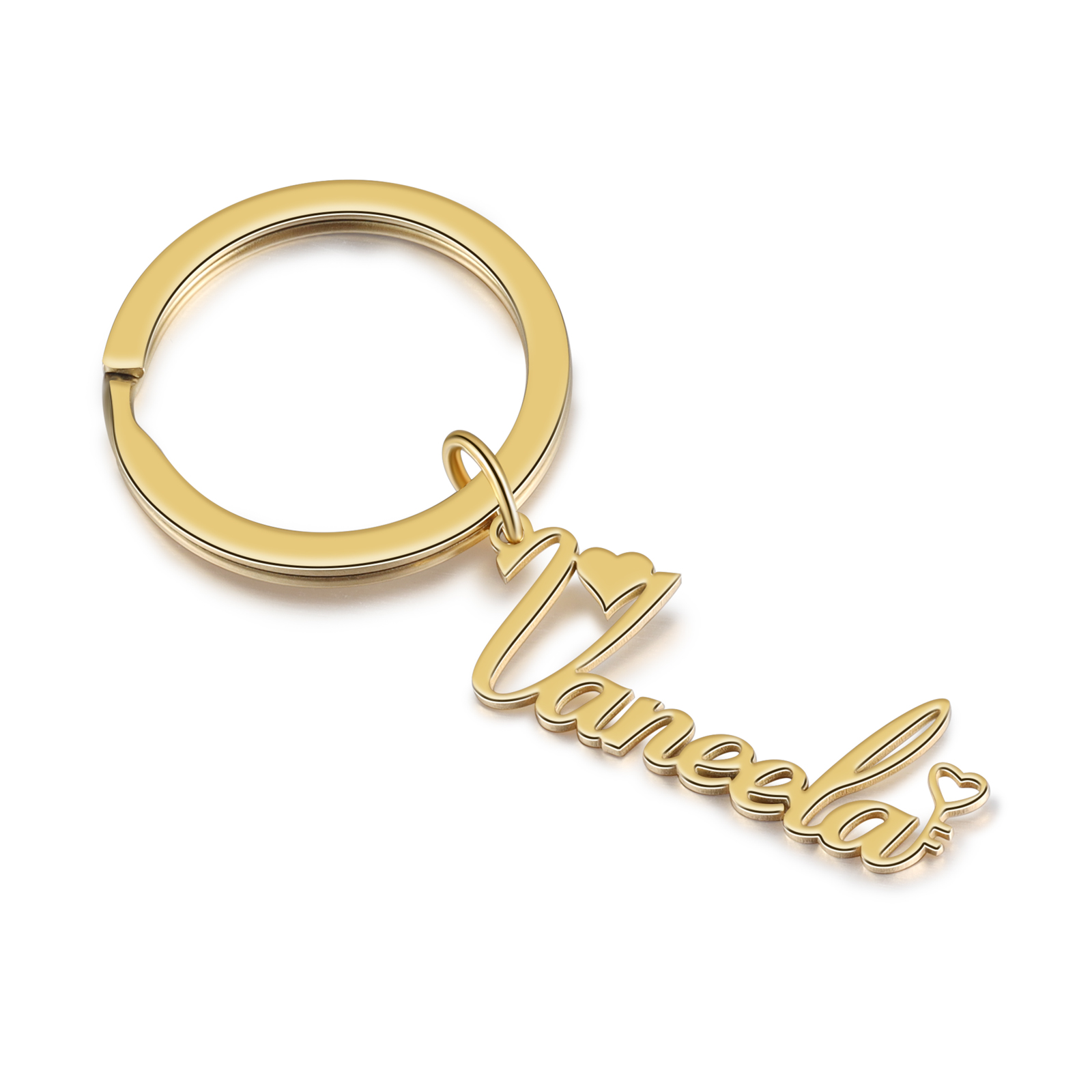 Porte-clés Cœur Prénom Personnalisé en Acier inoxydable