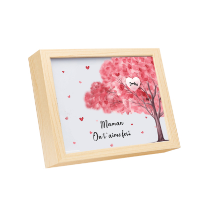 Cadre Photo LED Arbre 1 Prénom Personnalisé avec 1 Texte Décoration Famille