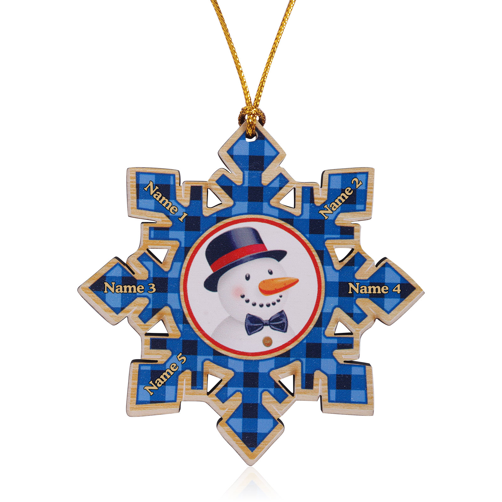 2-6 Noms Décoration Sapin Noël Personnalisés Décoration Flocon Bleu en Bois | Jessemade