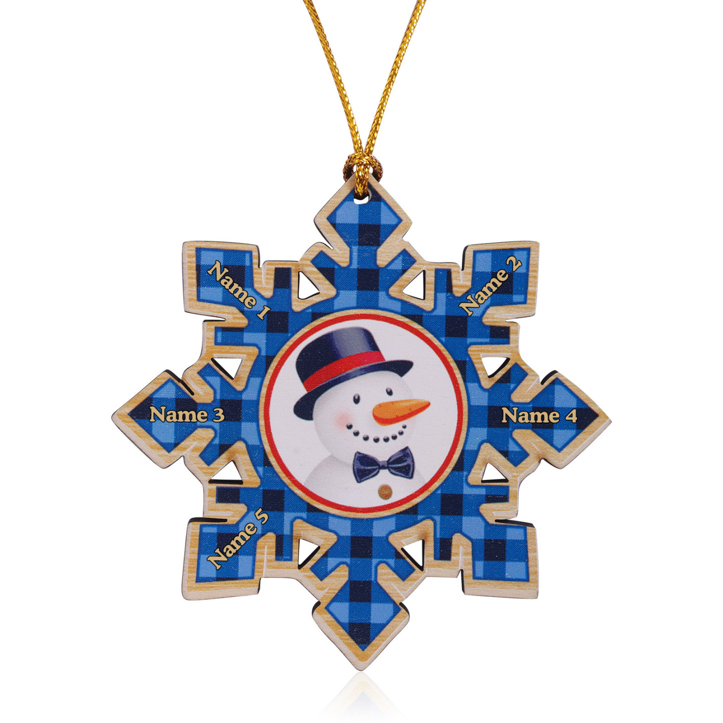 2-6 Noms Décoration Sapin Noël Personnalisés Décoration Flocon Bleu en Bois | Jessemade