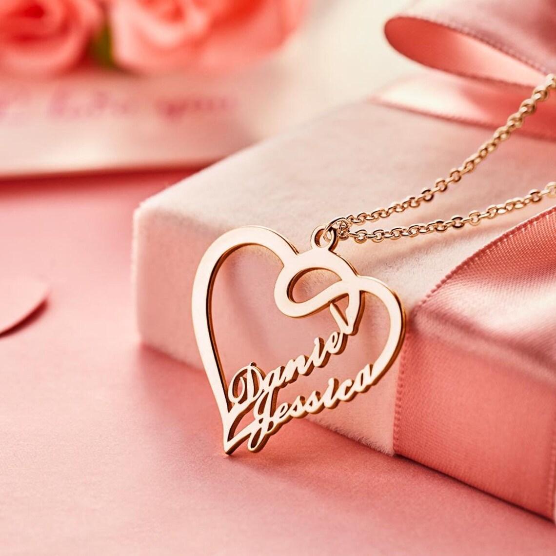 Collier Prénom Personnalisé En Argent 925 Pour Femmes avec 2 Prénoms