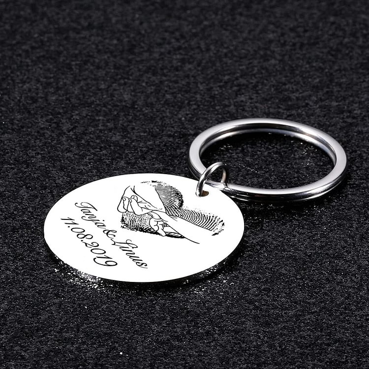 Porte-Clés 2 Prénoms et 1 Photo Personnalisés avec Date pour Couple | Jessemade