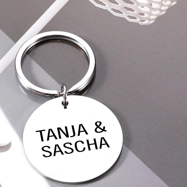 Porte-Clés 2 Prénoms Personnalisés avec Date pour Couple