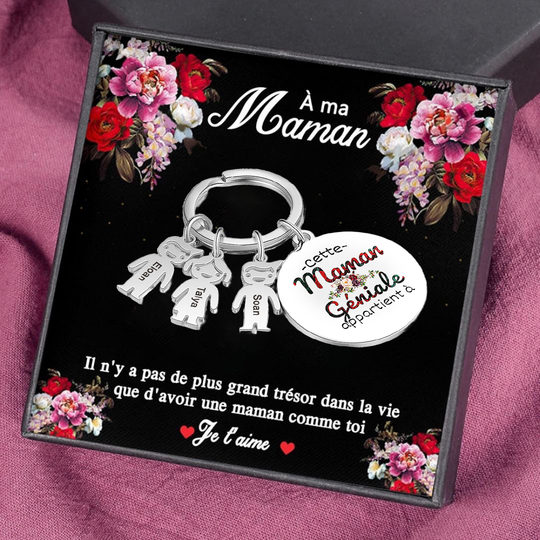À Ma Maman - 1-5 Noms Porte-Clés Personnalisés Avec Breloques Enfants