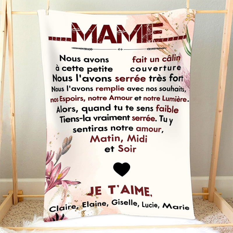 À ma Mamie - Couverture Plaids Polaire 1 Texte Personnalisé