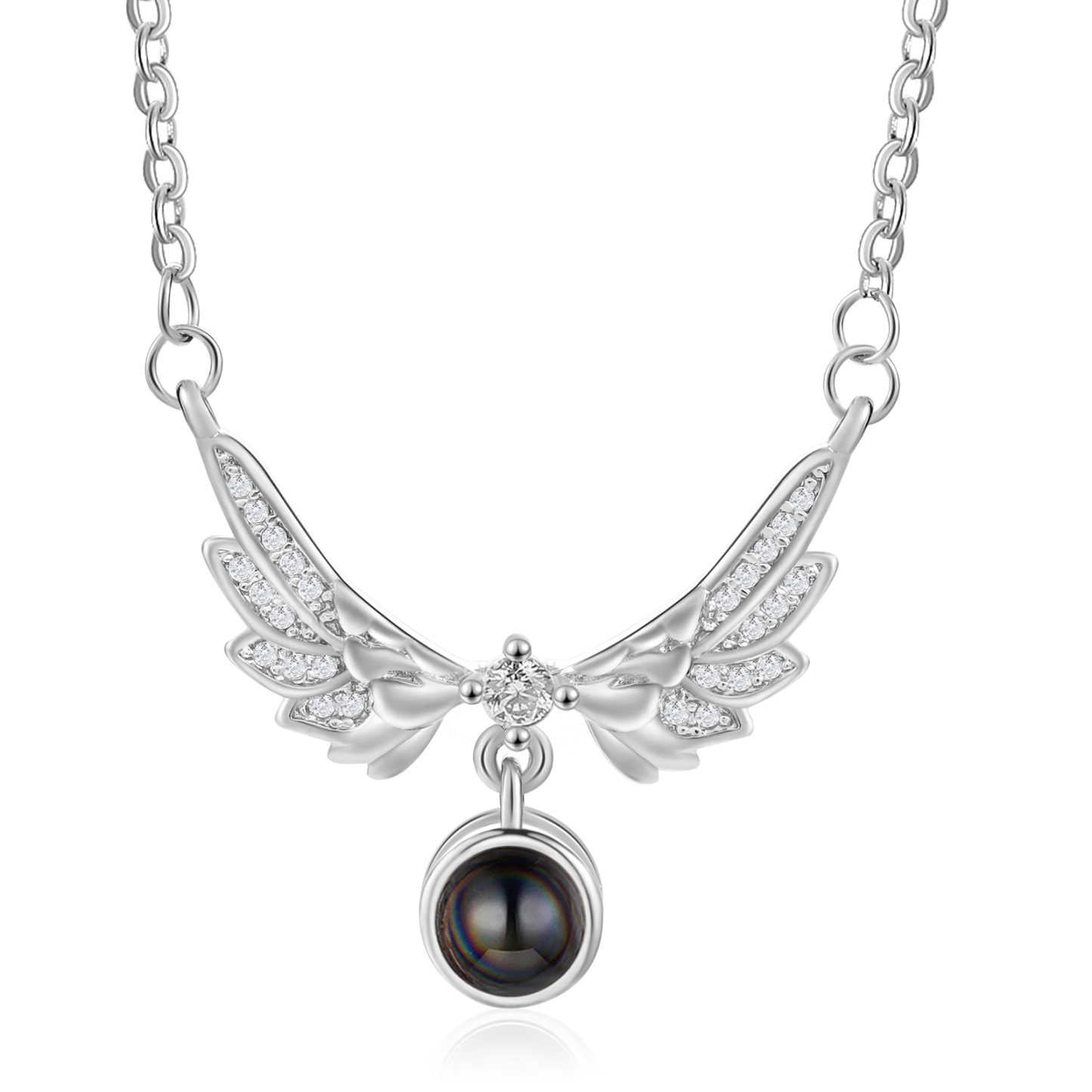 Collier Ailes Projection de Pierres 1 Photo Personnalisée Collier pour Femmes | Jessemade