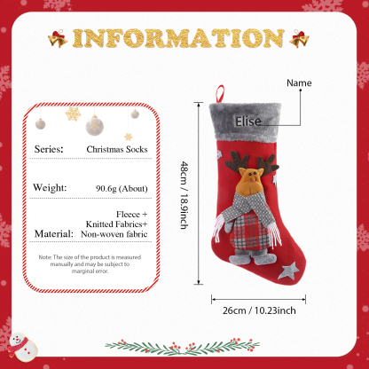 Ornements Chaussette Sac Cabas de Noël 1 Prénom Personnalisé