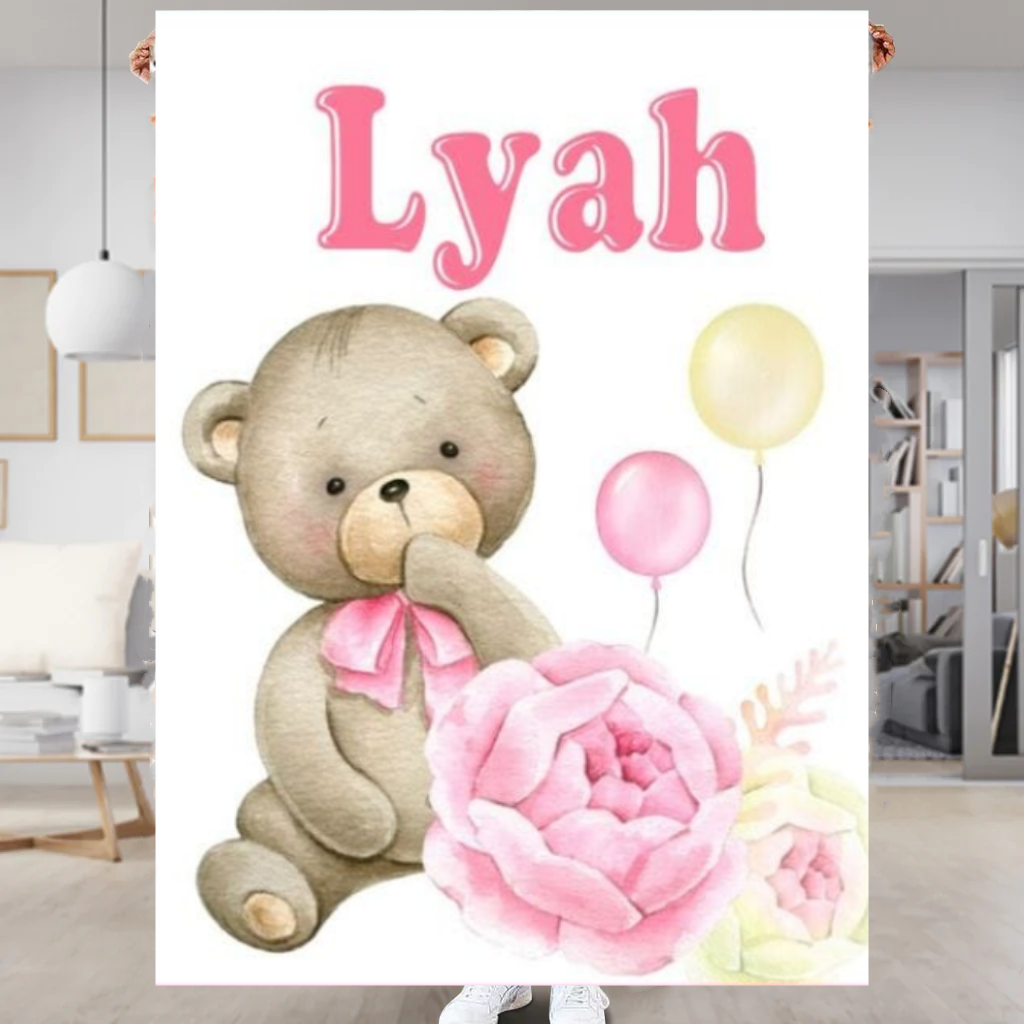 À Mon Bébé- Couverture plaids polaire Ours 1 Prénom Personnalisé Anniversaire de Bébé