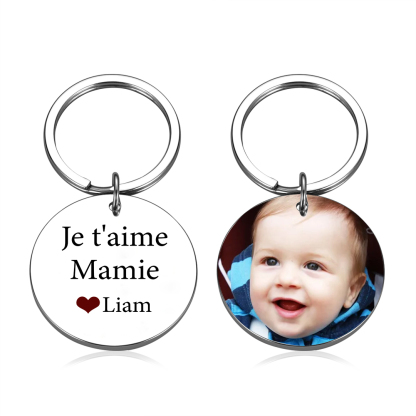 Porte-Clés 1 Prénom et Photo Personnalisés pour Mamie
