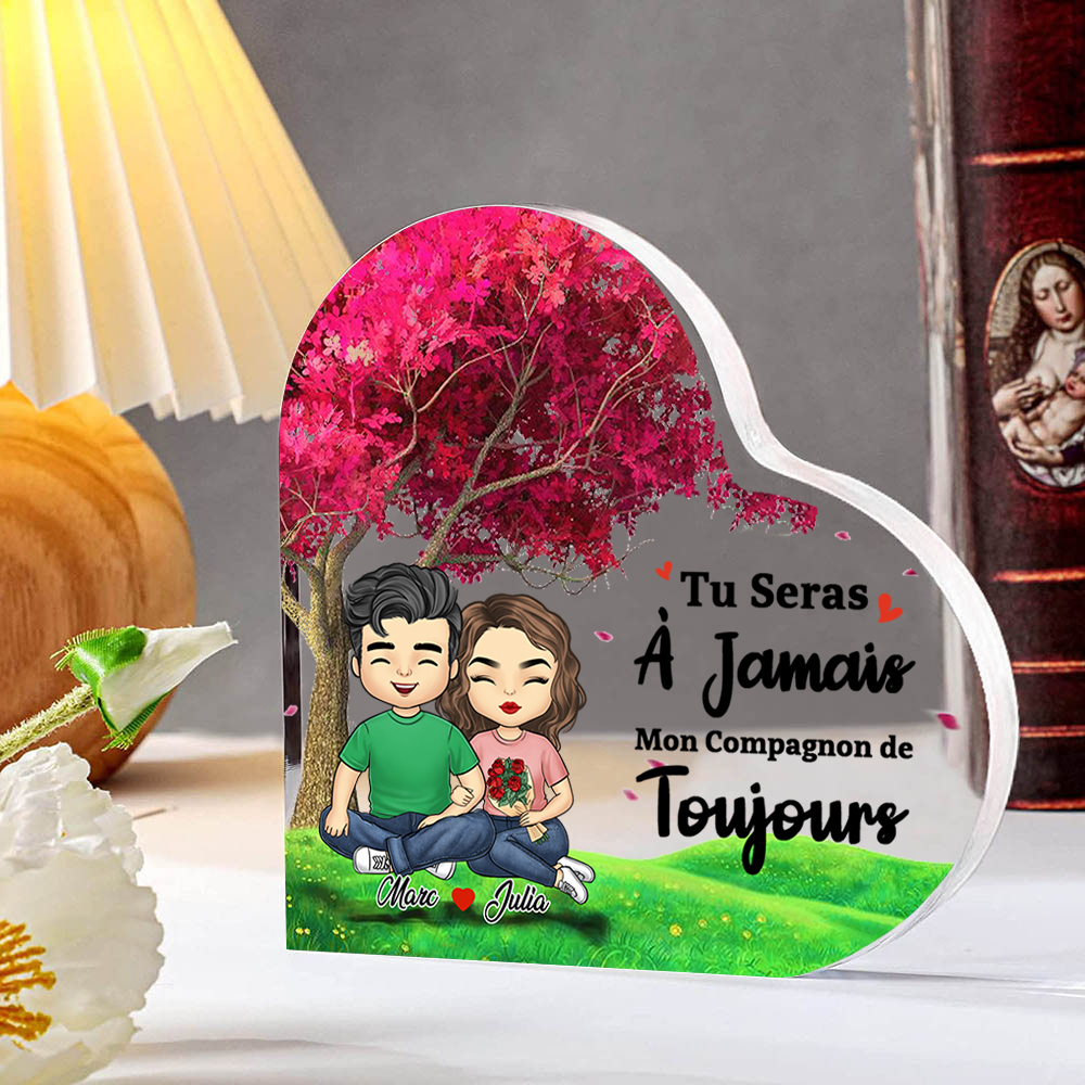 Jessemade FR Plaque Acrylique en Forme de Cœur 2 Prénoms Personnalisés avec Texte Pour Couple