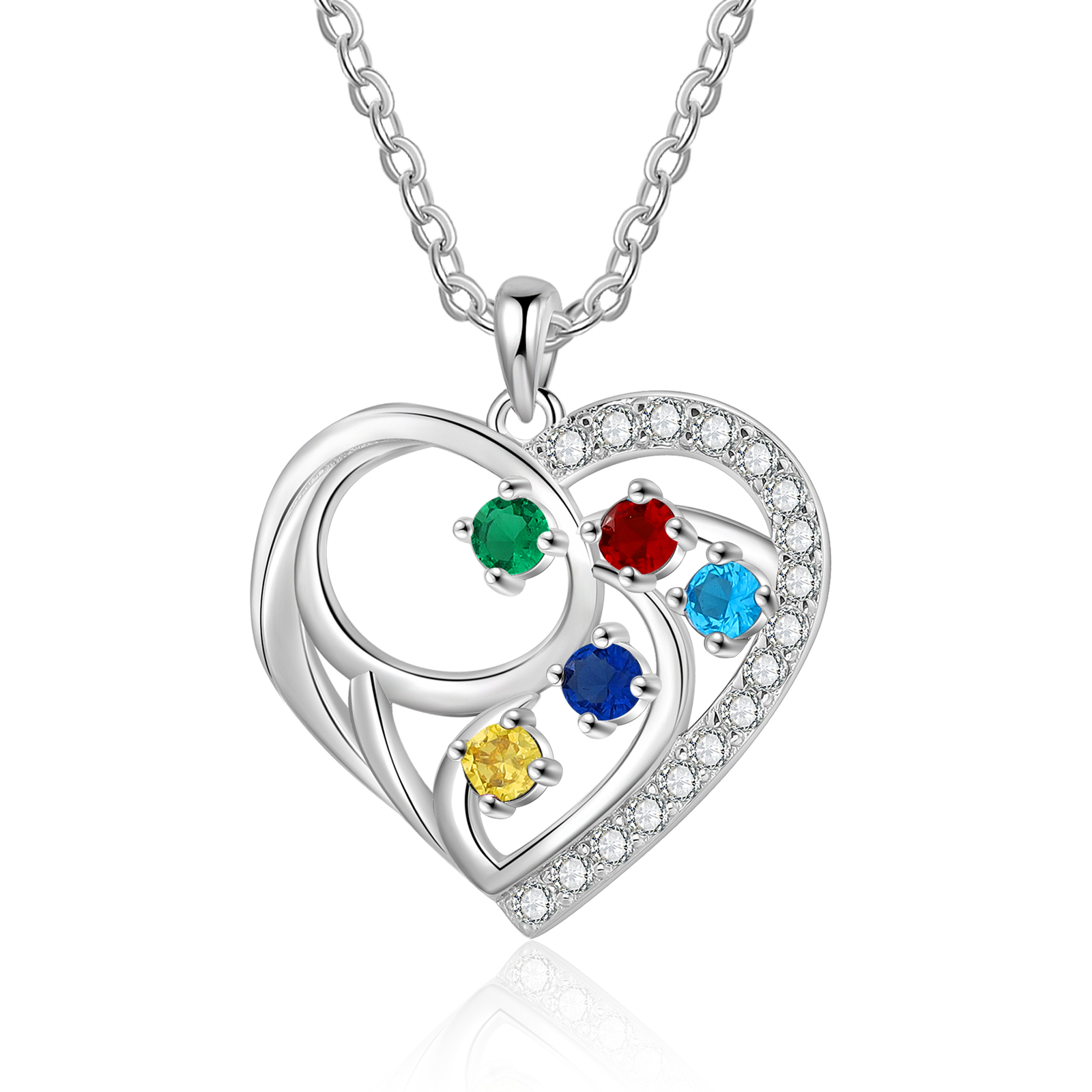 Collier Cœur 5 Pierres de Naissance
