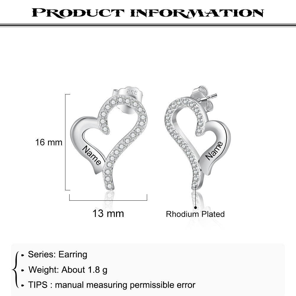 Boucles d'Oreilles cœur Prénom Personnalisé