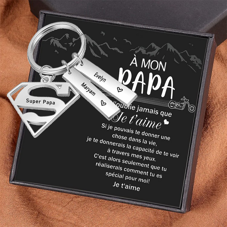 À mon Papa - Porte-Clés 2 Prénoms Personnalisé avec Texte
