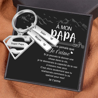 À mon Papa - Porte-Clés 2 Prénoms Personnalisé avec Texte