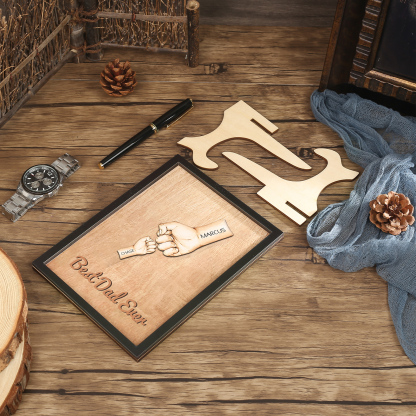 Décoration en bois Poings 2 Prénoms et 1 Texte Personnalisés Ornement Famille